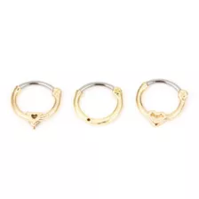 Multi-Pack Goldtone CZ Heart Hinged Septum Rings 3 Pack - 16 Gauge at Spencer's