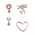 Multi-Pack CZ Pink Bow Heart Cartilage Earrings 4 Pack - 18 Gauge at Spencer's