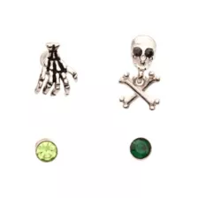 Multi-Pack CZ Green Skull Cartilage Earrings 4 Pack - 18 Gauge at Spencer's