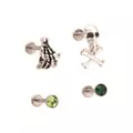 Multi-Pack CZ Green Skull Cartilage Earrings 4 Pack - 18 Gauge at Spencer's