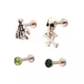 Multi-Pack CZ Green Skull Cartilage Earrings 4 Pack - 18 Gauge at Spencer's
