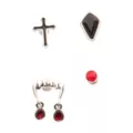 Multi-Pack CZ Red and Black Fangs Cross Cartilage Earrings 4 Pack - 18 Gauge at Spencer's