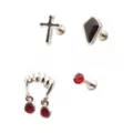 Multi-Pack CZ Red and Black Fangs Cross Cartilage Earrings 4 Pack - 18 Gauge at Spencer's