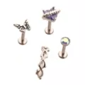 Multi-Pack CZ Purple Heart Butterfly Cartilage Earrings 4 Pack - 18 Gauge at Spencer's