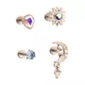 Multi-Pack CZ Sun Moon Cartilage Earrings 4 Pack - 18 Gauge at Spencer's