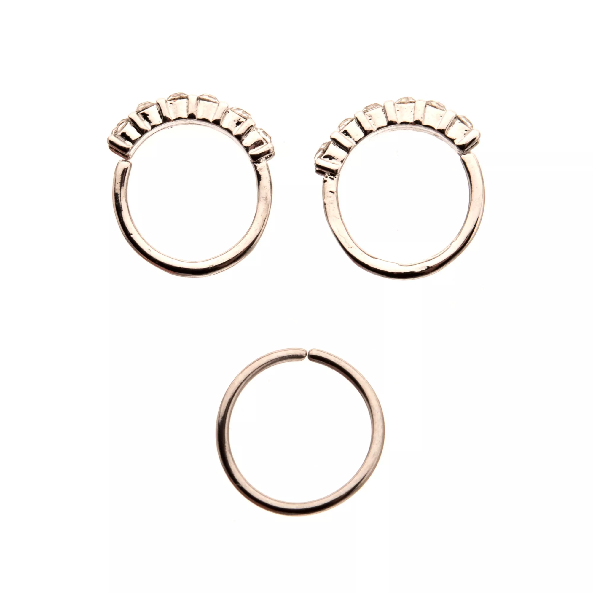 Multi-Pack CZ Hoop Nose Rings 3 Pack - 20 Gauge