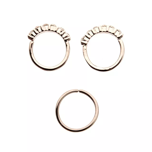 Multi-Pack CZ Hoop Nose Rings 3 Pack - 20 Gauge
