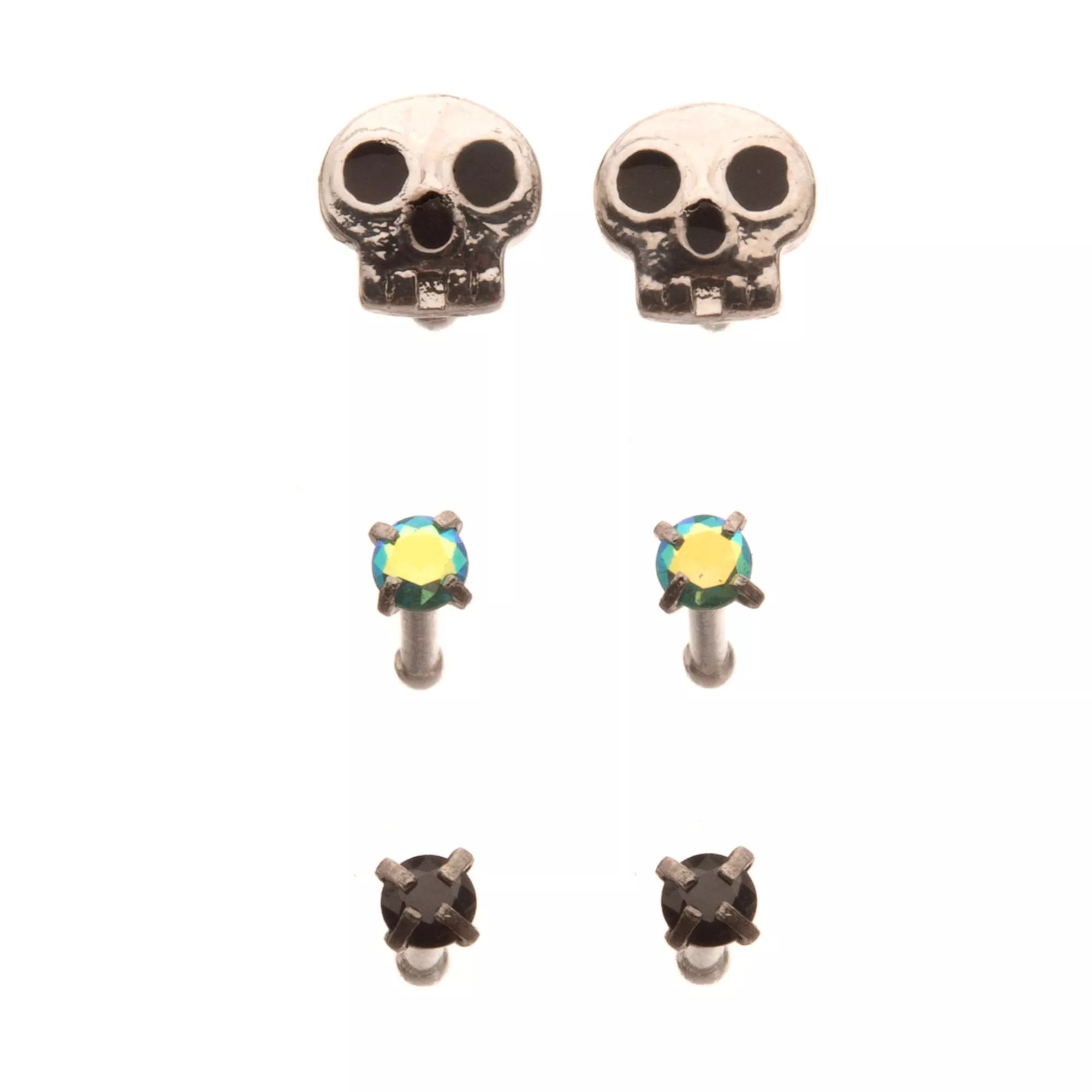 Multi-Pack Skull and Gem Basic Nose Pins 6 Pack - 20 Gauge at Spencer's