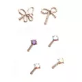 Multi-Pack Silver Butterfly Bow and Iridescent Gem Nose Pins 6 Pack - 20 Gauge at Spencer's