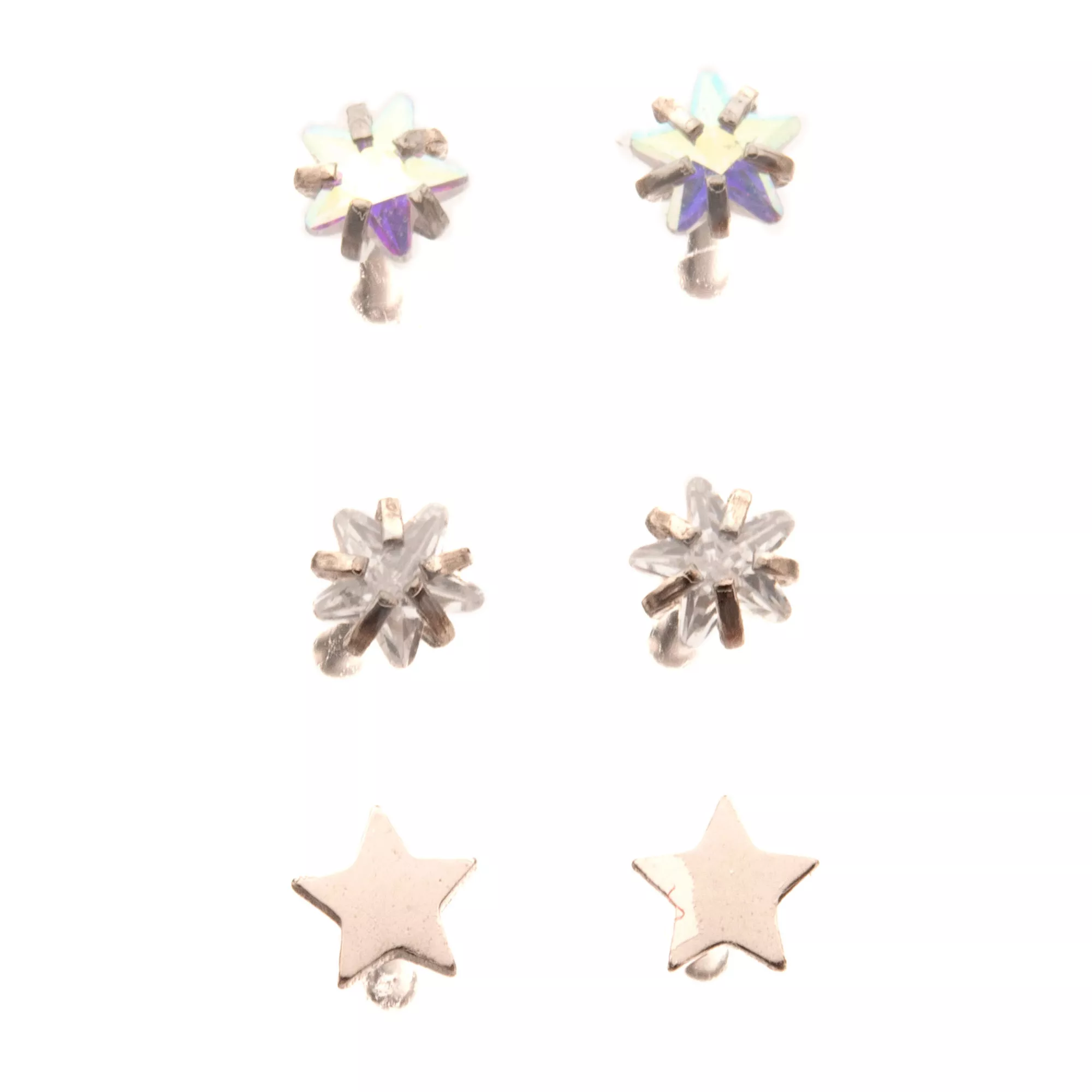 Multi-Pack Silver and Crystal Star Nose Pins 6 Pack - 20 Gauge at Spencer's