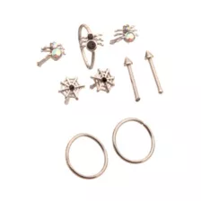 Multi-Pack CZ Spiderweb Nose Pins and Hoop 9 Pack - 20 Gauge at Spencer's