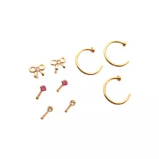 Multi-Pack CZ Bow Nose Pin and Hoop Rings 9 Pack - 20 Gauge at Spencer's