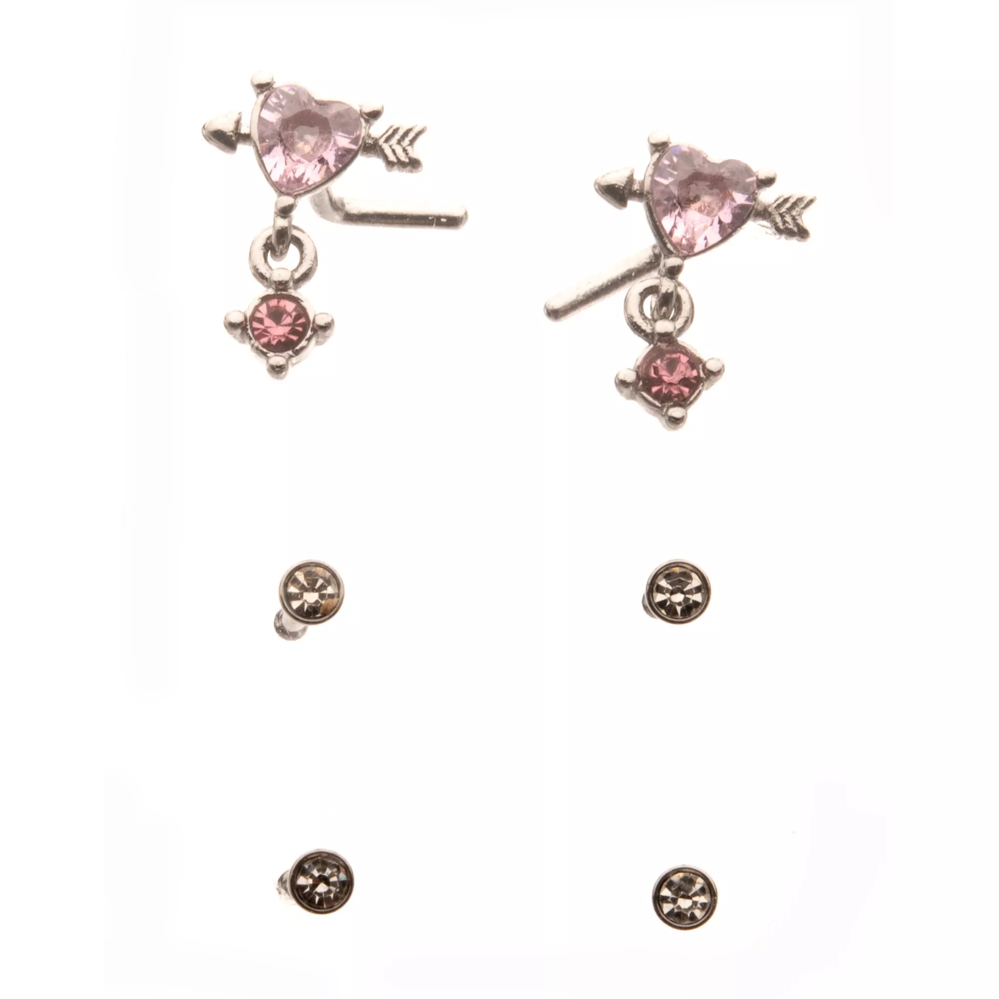 Multi-Pack Lovestruck Heart Dangle and Basic Nose Pins 6 Pack - 20 Gauge at Spencer's