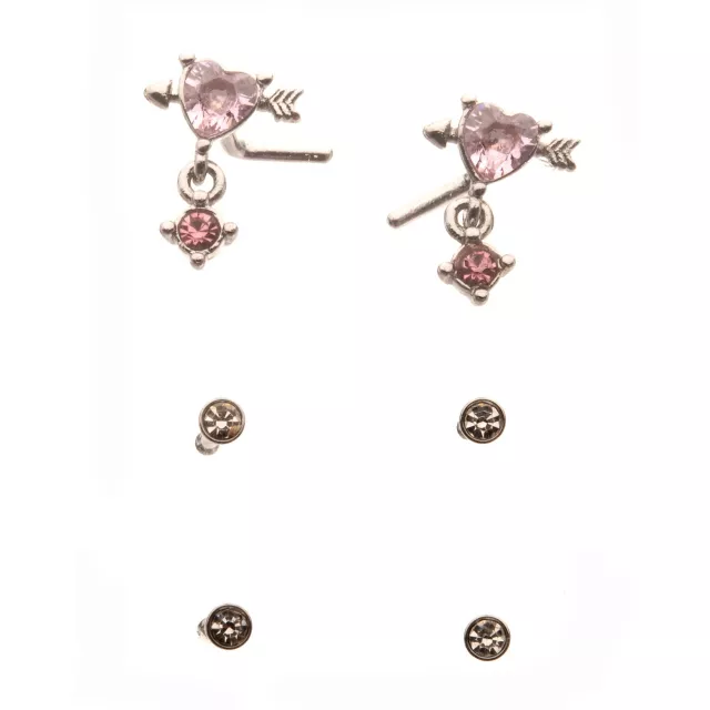 Multi-Pack Lovestruck Heart Dangle and Basic Nose Pins 6 Pack - 20 Gauge at Spencer's