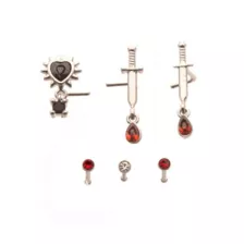 Multi-Pack Dangle Gem Heart Sword L-Bend and Basic Nose Pins 6 Pack - 20 Gauge at Spencer's