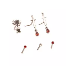 Multi-Pack Dangle Gem Heart Sword L-Bend and Basic Nose Pins 6 Pack - 20 Gauge at Spencer's