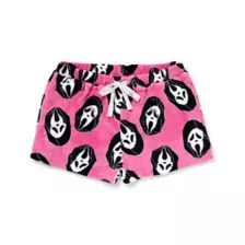 Pink Ghost Face Plush Lounge Shorts at Spencer's