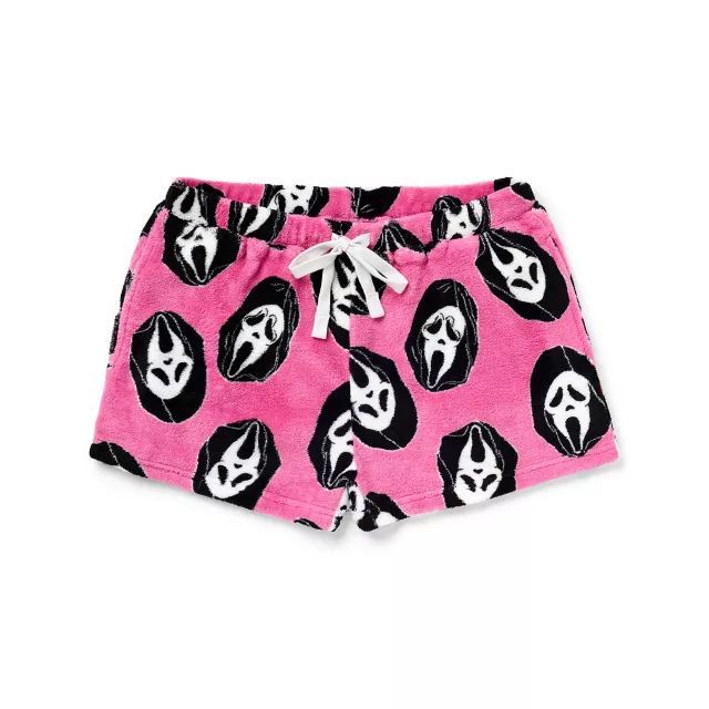 Pink Ghost Face Plush Lounge Shorts