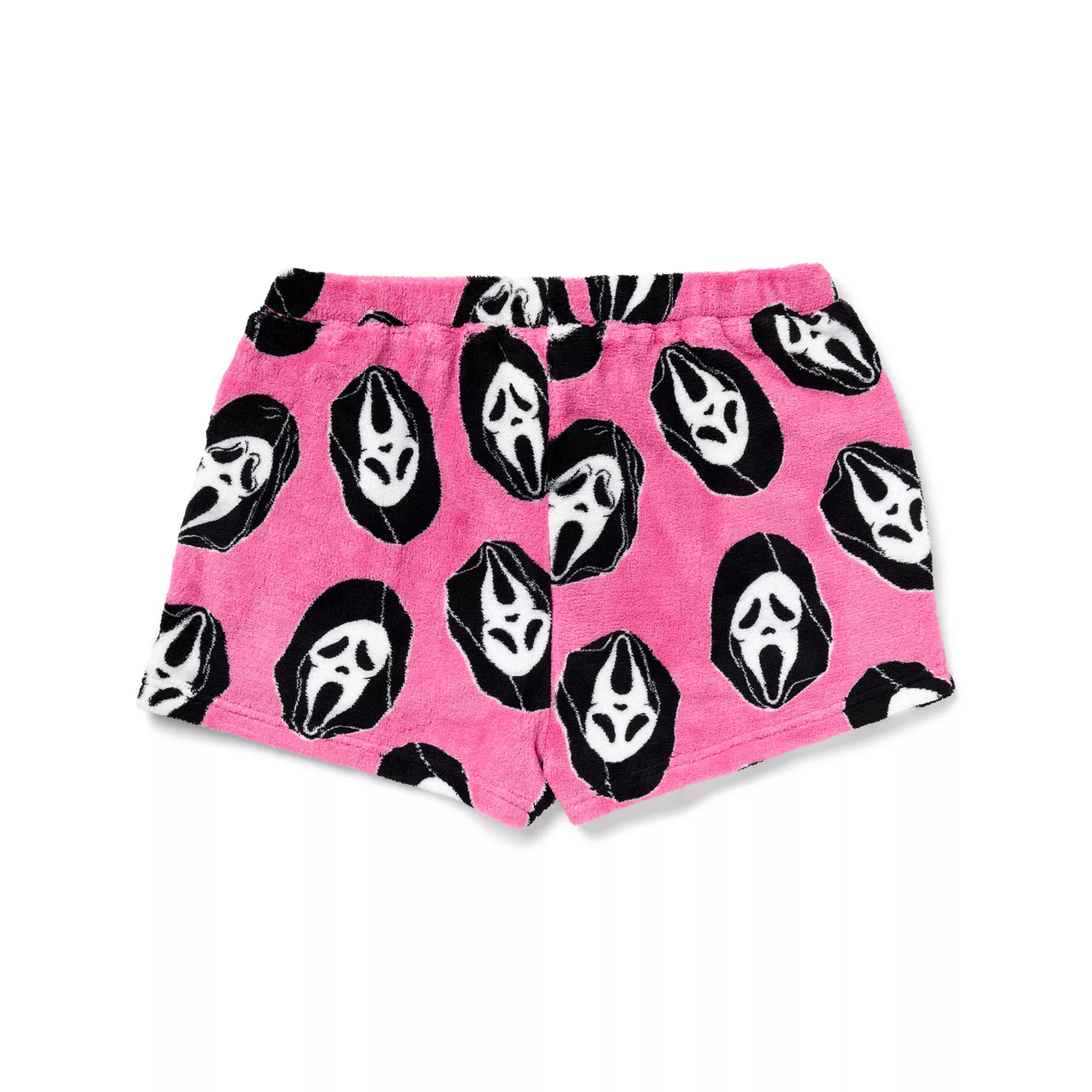 Pink Ghost Face Plush Lounge Shorts at Spencer's