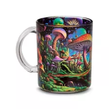 Trippy Mushrooms Glass Coffee Mug - 15 oz. at Spencer's