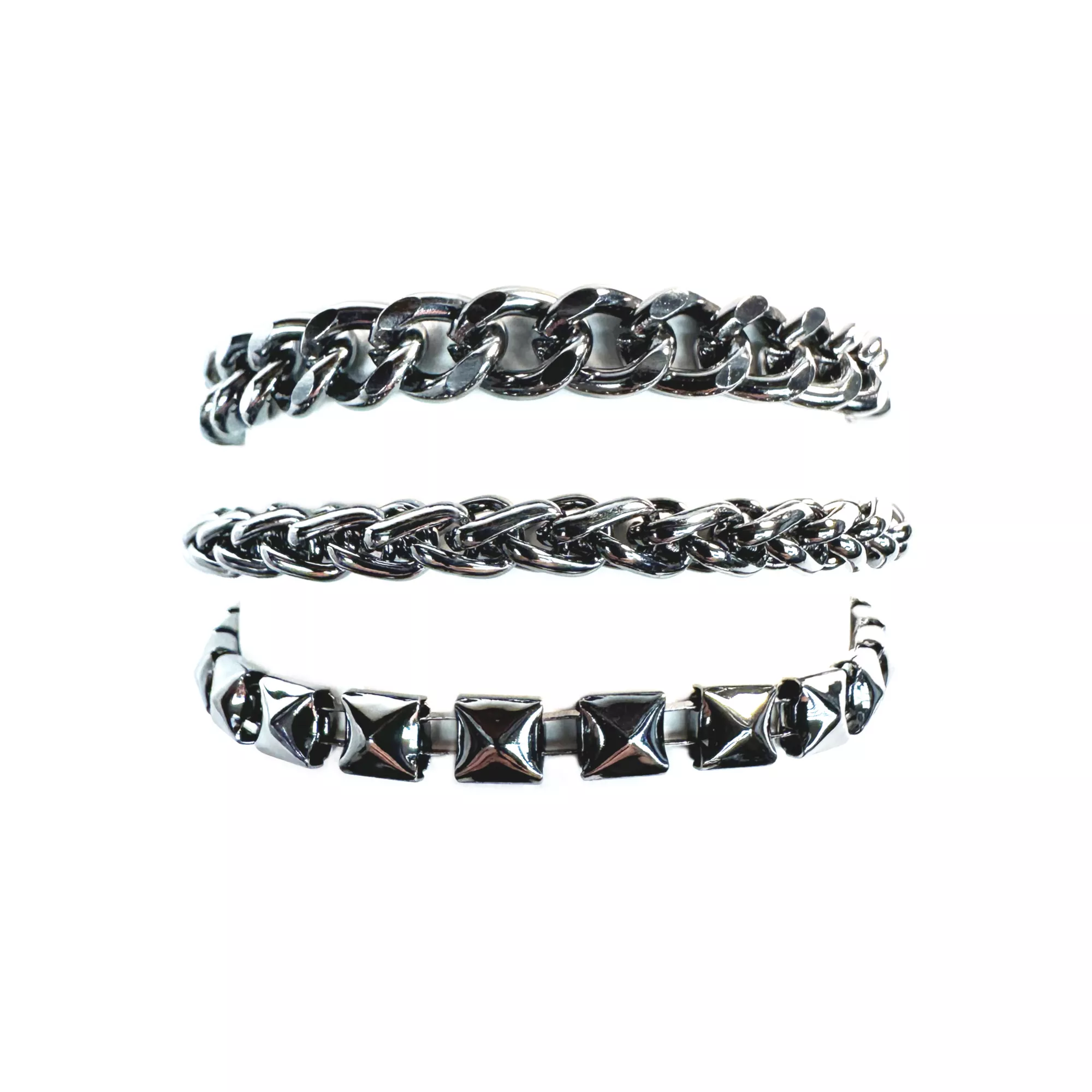 Multi-Pack Silvertone Chain Bracelets - 3 Pack at Spencer's