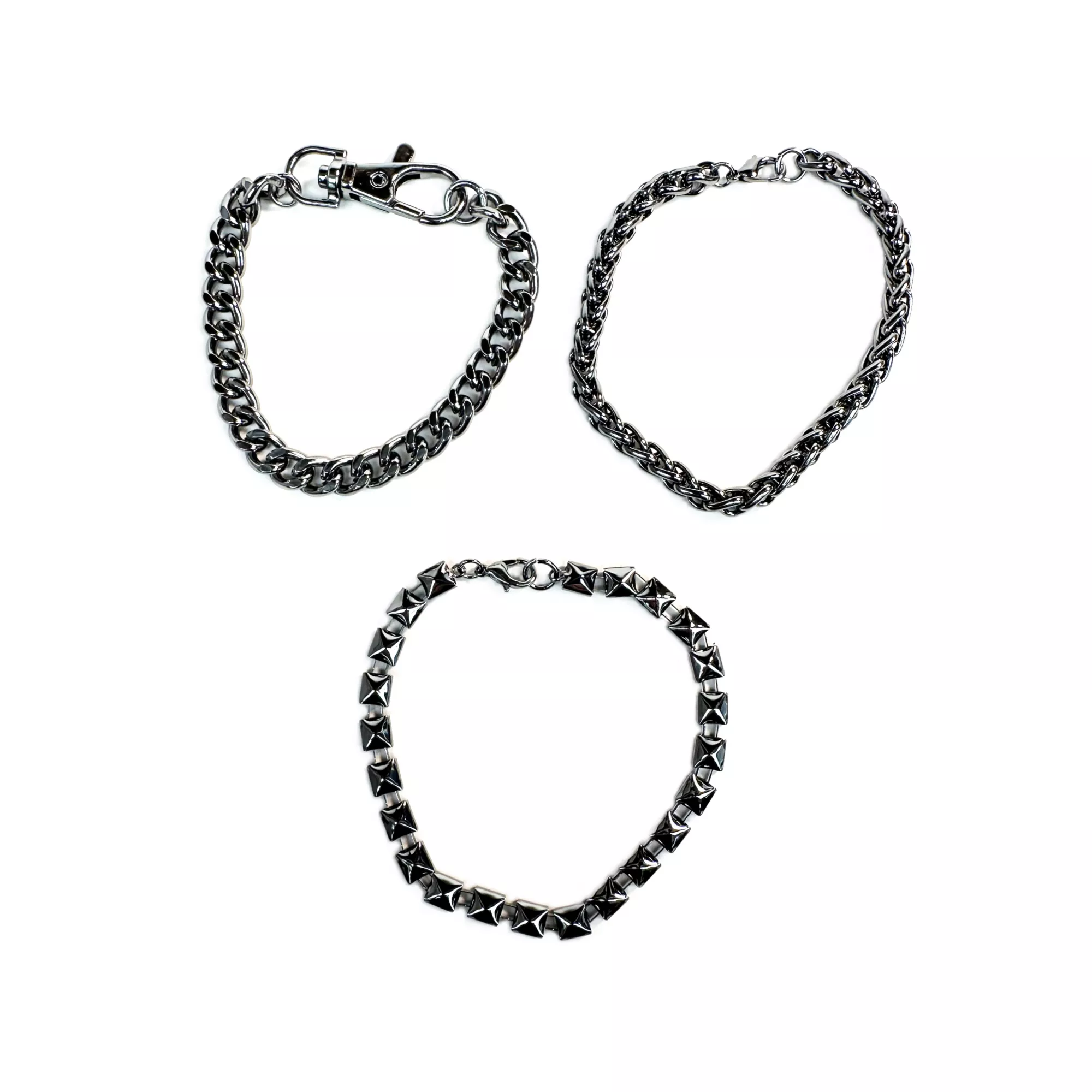 Multi-Pack Silvertone Chain Bracelets - 3 Pack at Spencer's