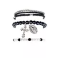 Multi-Pack Pearl-Effect Cross Black Silvertone Bracelets - 3 Pack at Spencer's