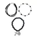 Multi-Pack Pearl-Effect Cross Black Silvertone Bracelets - 3 Pack at Spencer's