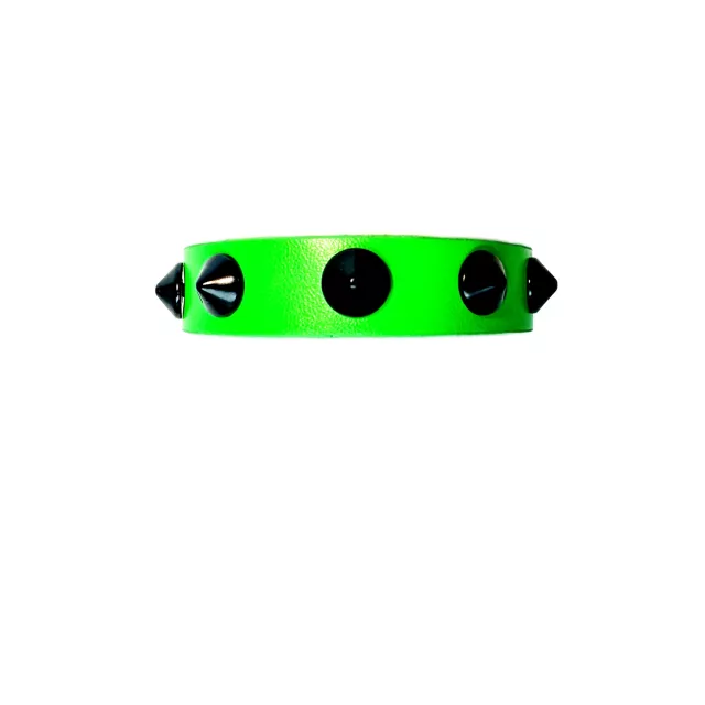 Green Spiked Studded Cuff Bracelet at Spencer's