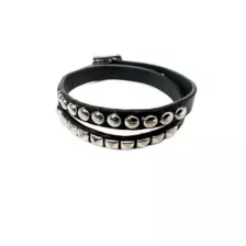 Black and Silvertone Studded Double Row Cuff Bracelet at Spencer's