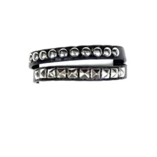 Black and Silvertone Studded Double Row Cuff Bracelet at Spencer's