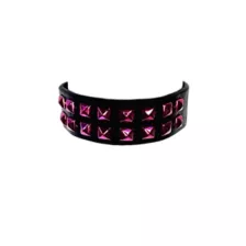 Black and Pink Studded Double Row Cuff Bracelet at Spencer's