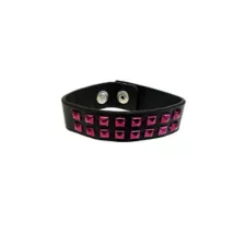 Black and Pink Studded Double Row Cuff Bracelet at Spencer's