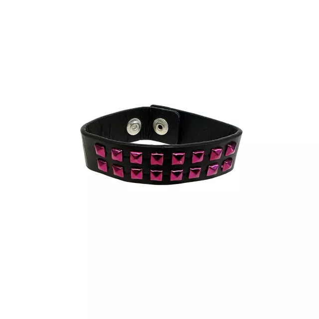 Black and Pink Studded Double Row Cuff Bracelet at Spencer's