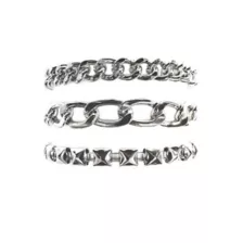Multi-Pack Silvertone Curb Chain Link Bracelets - 3 Pack at Spencer's