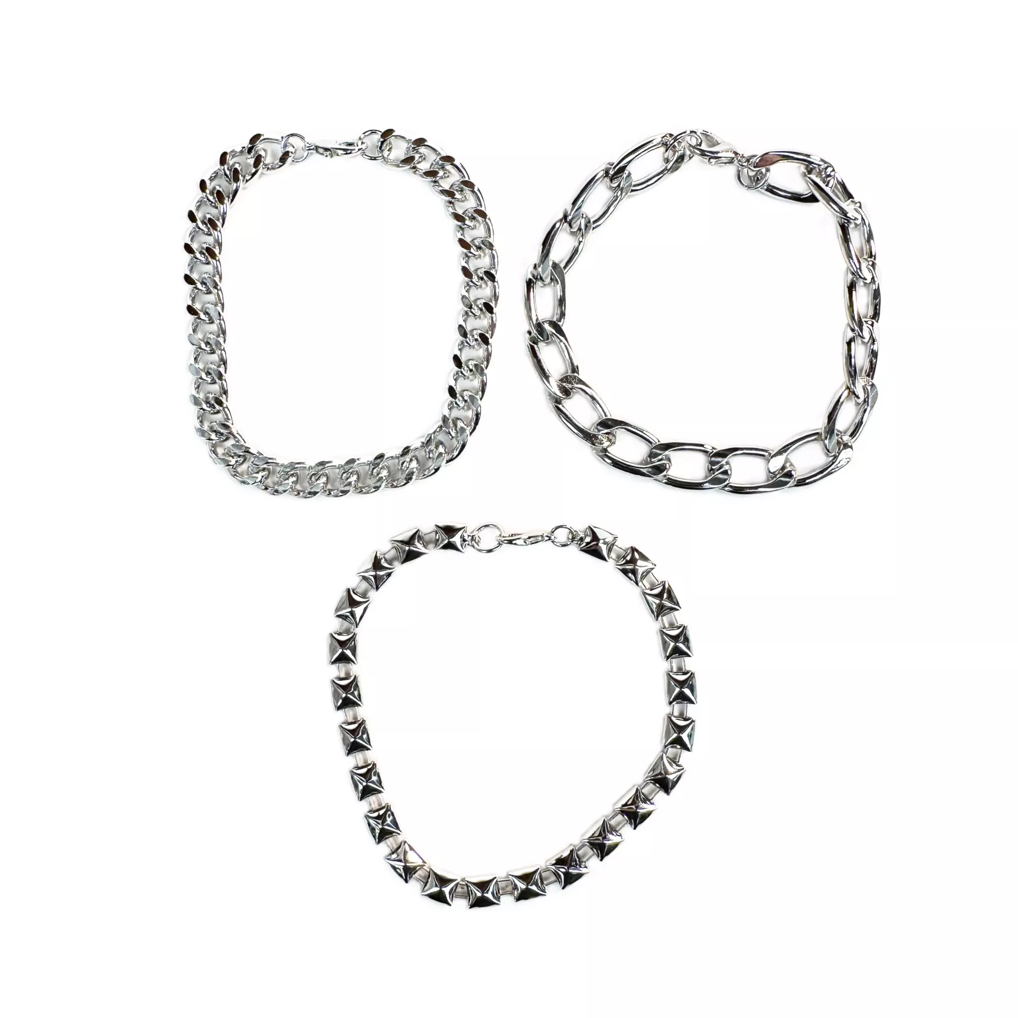 Multi-Pack Silvertone Curb Chain Link Bracelets - 3 Pack at Spencer's