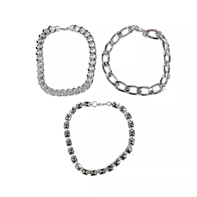 Multi-Pack Silvertone Curb Chain Link Bracelets - 3 Pack at Spencer's