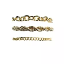 Multi-Pack Goldtone Rope Oval and Curb Chain Bracelets - 3 Pack at Spencer's