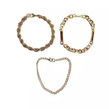 Multi-Pack Goldtone Rope Oval and Curb Chain Bracelets - 3 Pack at Spencer's