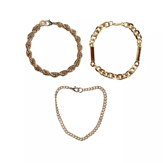 Multi-Pack Goldtone Rope Oval and Curb Chain Bracelets - 3 Pack at Spencer's