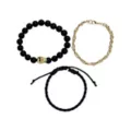 Multi-Pack Black and Goldtone Skull Beaded Cord Bracelets - 3 Pack at Spencer's