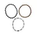 Multi-Pack Black White and Brown Beaded Bracelets - 3 Pack at Spencer's