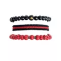 Multi-Pack Black and Red Beaded Cord Bracelets - 3 Pack at Spencer's