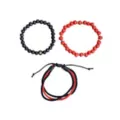 Multi-Pack Black and Red Beaded Cord Bracelets - 3 Pack at Spencer's