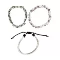 Multi-Pack White Beaded Cord and Chain Bracelets - 3 Pack at Spencer's