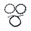 Multi-Pack Black Skull and Braided Bracelets - 3 Pack at Spencer's