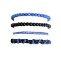 Multi-Pack Black and Blue Beaded Cord Bracelets - 4 Pack at Spencer's