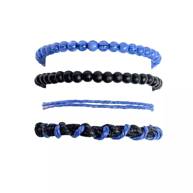 Multi-Pack Black and Blue Beaded Cord Bracelets - 4 Pack at Spencer's