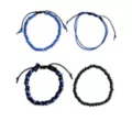 Multi-Pack Black and Blue Beaded Cord Bracelets - 4 Pack at Spencer's