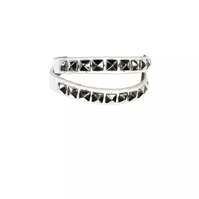 White Studded 2 Row Leather Cuff Bracelet at Spencer's